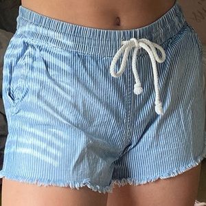 Aerie blue and white striped shorts